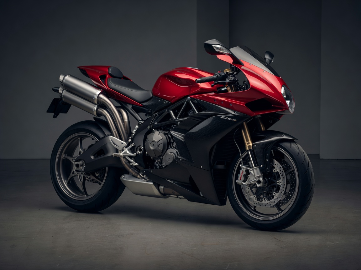 MV Agusta Superveloce 1000 Serie Oro displaying dual tone paint finish and classic high-mount pipe layout